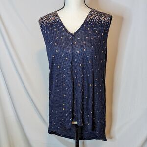 EUC - Lucky Brand Floral and Polka Dot Sleeveless Tunic - L